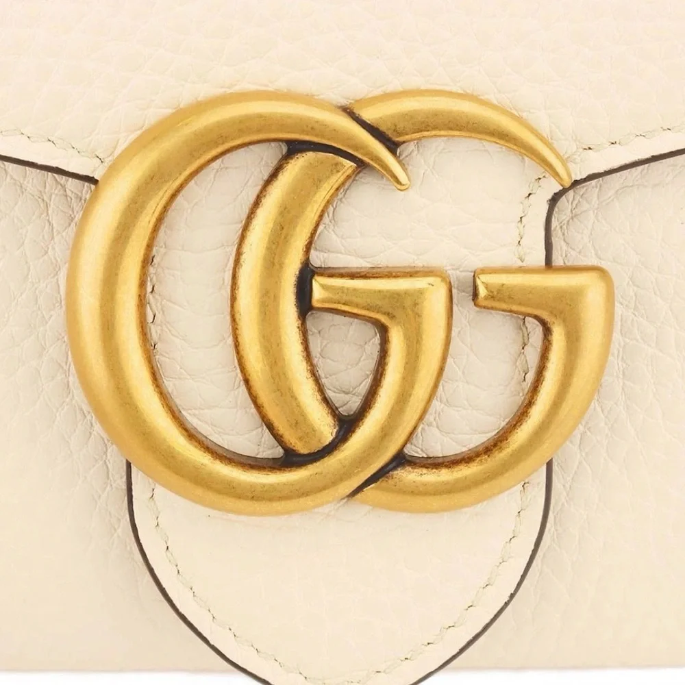 Gucci Ivory Leather Clutch with Gold GG Logo 779776 A7M0T 9522 model❌❌SOLD LOCAL - Picture 1 of 11